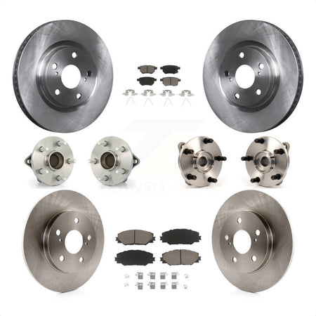 Front Rear Hub Bearings Assembly Disc Brake Rotors And Ceramic Pads Kit (10Pc) For 2017-2018 Toyota Corolla iM KBB-119228 by Transit Auto
