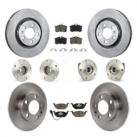 Front Rear Hub Bearings Assembly Disc Brake Rotors And Ceramic Pads Kit (10Pc) For Volkswagen Golf City KBB-119284 by Transit Auto