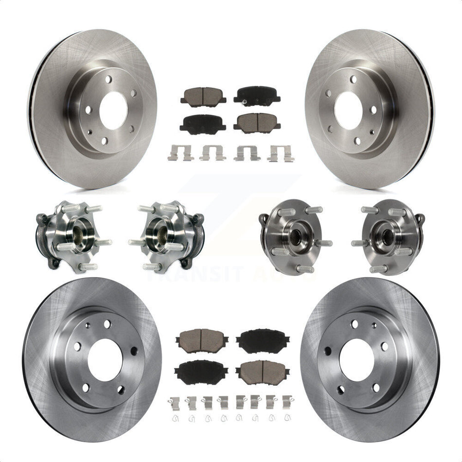Front Rear Hub Bearings Assembly Disc Brake Rotors And Ceramic Pads Kit (10Pc) For Mazda 3 Sport 2.5L KBB-119287 by Transit Auto