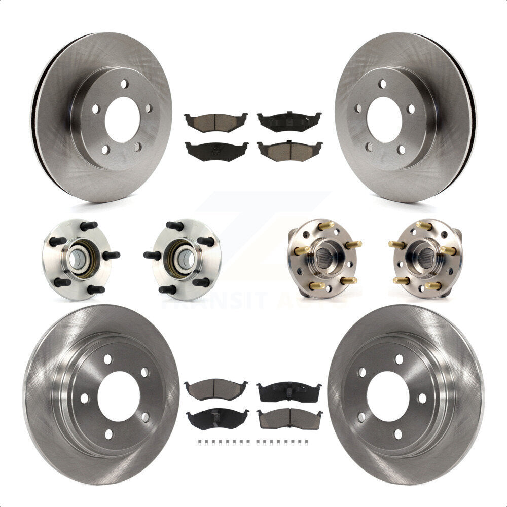 Front Rear Hub Bearings Assembly Disc Brake Rotors And Ceramic Pads Kit (10Pc) For Chrysler Dodge Intrepid Concorde LHS Eagle Vision New Yorker KBB-119290 by Transit Auto
