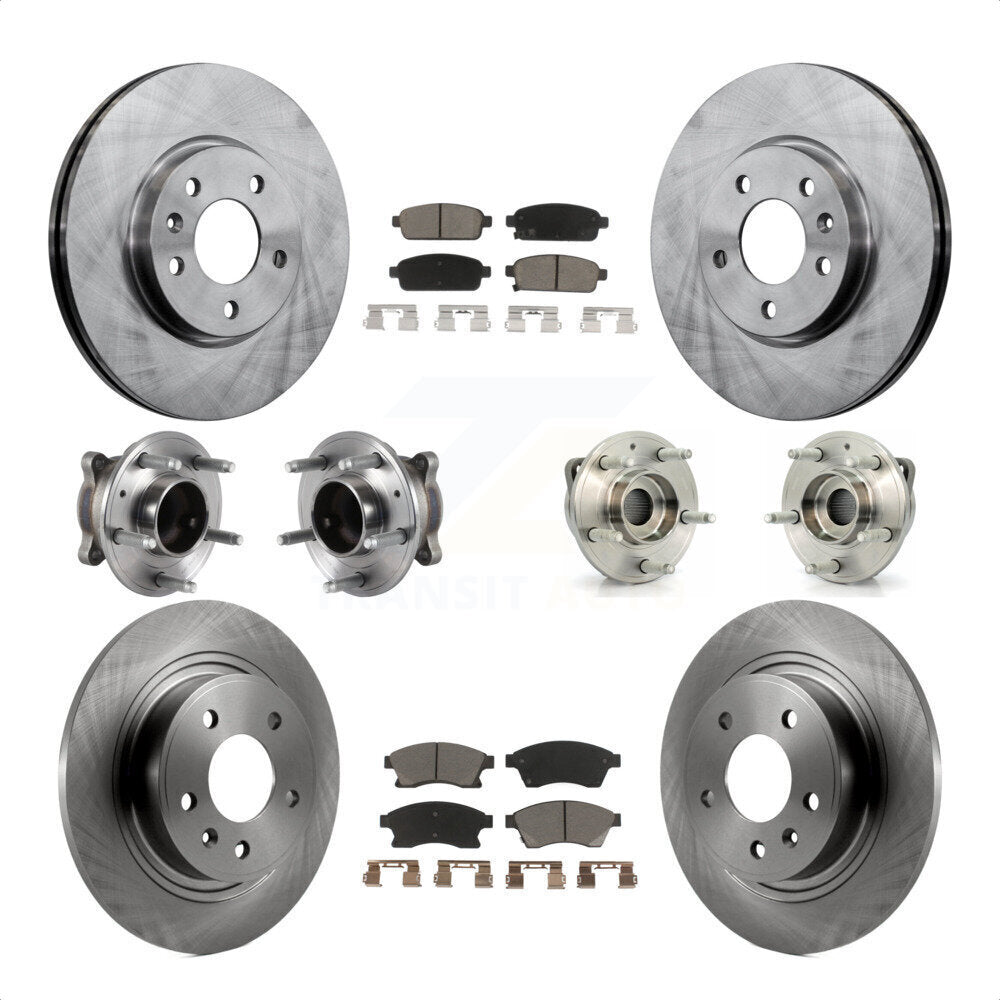 Front Rear Hub Bearings Assembly Disc Brake Rotors And Ceramic Pads Kit (10Pc) For Chevrolet Cruze Buick Verano Volt KBB-119291 by Transit Auto