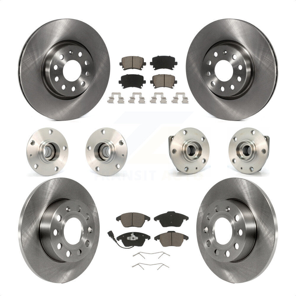 Front Rear Hub Bearings Assembly Disc Brake Rotors And Ceramic Pads Kit (10Pc) For 2008 Audi A3 FWD From Chassis VIN #8P8057779 KBB-119304 by Transit Auto
