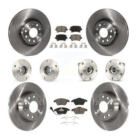 Front Rear Hub Bearings Assembly Disc Brake Rotors And Ceramic Pads Kit (10Pc) For 2011 Volkswagen GTI With 30mm bearing KBB-119306 by Transit Auto