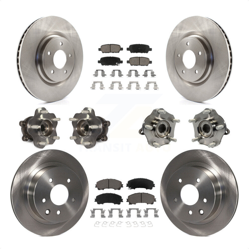 Front Rear Hub Bearings Assembly Disc Brake Rotors And Ceramic Pads Kit (10Pc) For Nissan Rogue KBB-119330 by Transit Auto