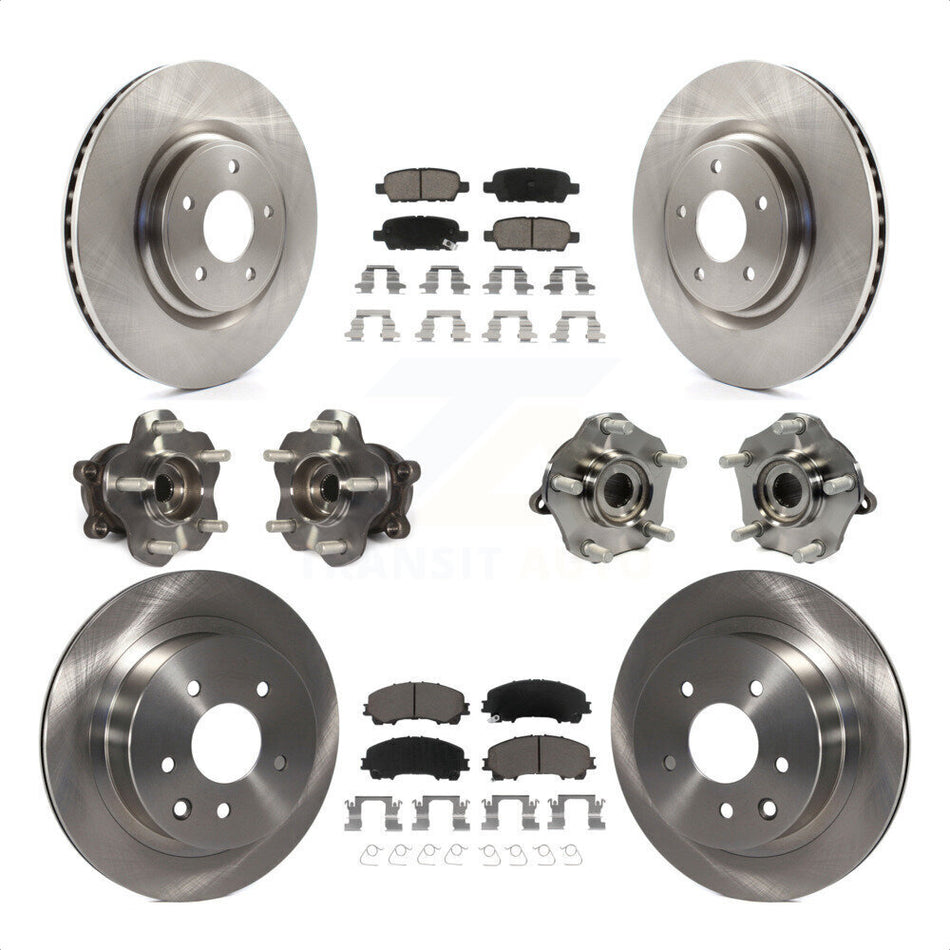 Front Rear Hub Bearings Assembly Disc Brake Rotors And Ceramic Pads Kit (10Pc) For Nissan Rogue KBB-119330 by Transit Auto