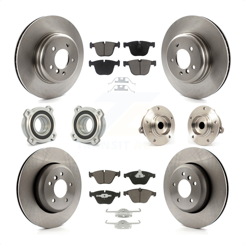 Front Rear Hub Bearings Assembly Disc Brake Rotors And Ceramic Pads Kit (10Pc) For BMW 535i 550i 545i KBB-119343 by Transit Auto