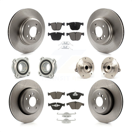 Front Rear Hub Bearings Assembly Disc Brake Rotors And Ceramic Pads Kit (10Pc) For BMW 535i 550i 545i KBB-119343 by Transit Auto