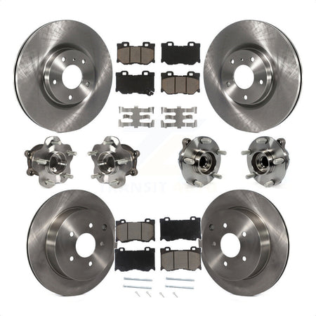 Front Rear Hub Bearings Assembly Disc Brake Rotors And Ceramic Pads Kit (10Pc) For 2017 INFINITI Q70 Hybrid with RWD With Sport Package KBB-119355 by Transit Auto