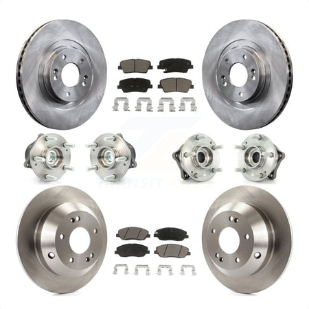 Front Rear Hub Bearings Assembly Disc Brake Rotors And Ceramic Pads Kit (10Pc) For 2013-2014 Hyundai Santa Fe FWD with 3.3L With ABS Brakes KBB-119386 by Transit Auto