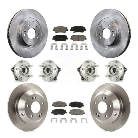 Front Rear Hub Bearings Assembly Disc Brake Rotors And Ceramic Pads Kit (10Pc) For 2013-2014 Hyundai Santa Fe AWD with 3.3L With ABS Brakes KBB-119387 by Transit Auto