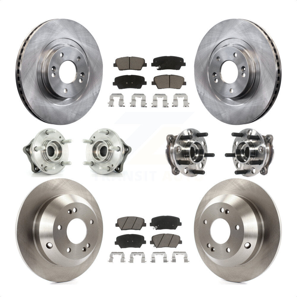 Front Rear Hub Bearings Assembly Disc Brake Rotors And Ceramic Pads Kit (10Pc) For 2015-2016 Hyundai Santa Fe Sport AWD with 2.4L 2.0L KBB-119395 by Transit Auto