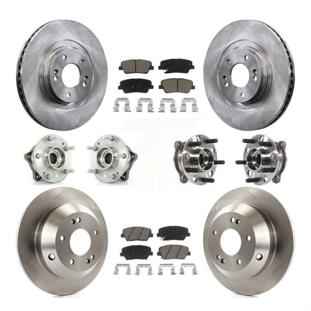Front Rear Hub Bearings Assembly Disc Brake Rotors And Ceramic Pads Kit (10Pc) For 2015-2016 Hyundai Santa Fe Sport AWD with 2.4L 2.0L KBB-119395 by Transit Auto