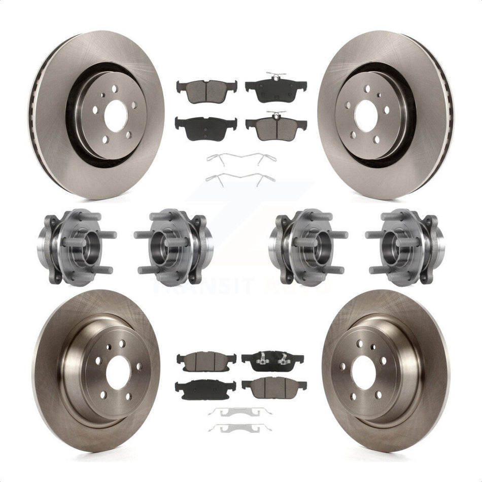 Front Rear Hub Bearings Assembly Disc Brake Rotors And Ceramic Pads Kit (10Pc) For 2017 Lincoln MKX AWD With 14mm Wheel Lugs KBB-119407 by Transit Auto