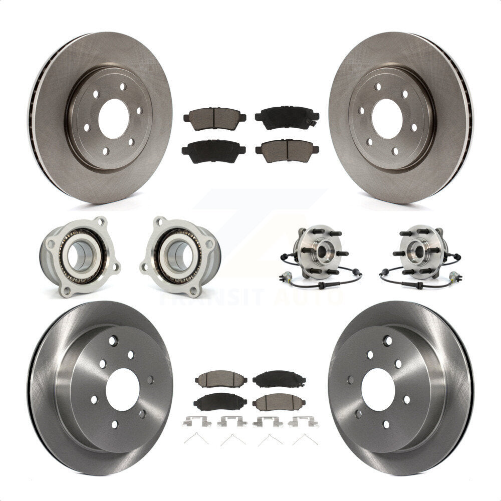 Front Rear Hub Bearings Assembly Disc Brake Rotors And Ceramic Pads Kit (10Pc) For 2006-2007 Nissan Xterra 4WD with Automatic transmission KBB-119415 by Transit Auto