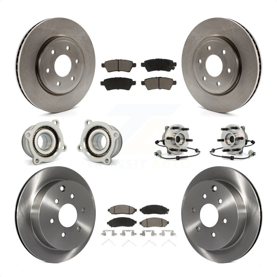 Front Rear Hub Bearings Assembly Disc Brake Rotors And Ceramic Pads Kit (10Pc) For 2006-2007 Nissan Xterra 4WD with Automatic transmission KBB-119415 by Transit Auto