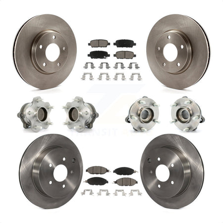 Front Rear Hub Bearings Assembly Disc Brake Rotors And Ceramic Pads Kit (10Pc) For 2016 Nissan Pathfinder FWD From 11 15 KBB-119447 by Transit Auto