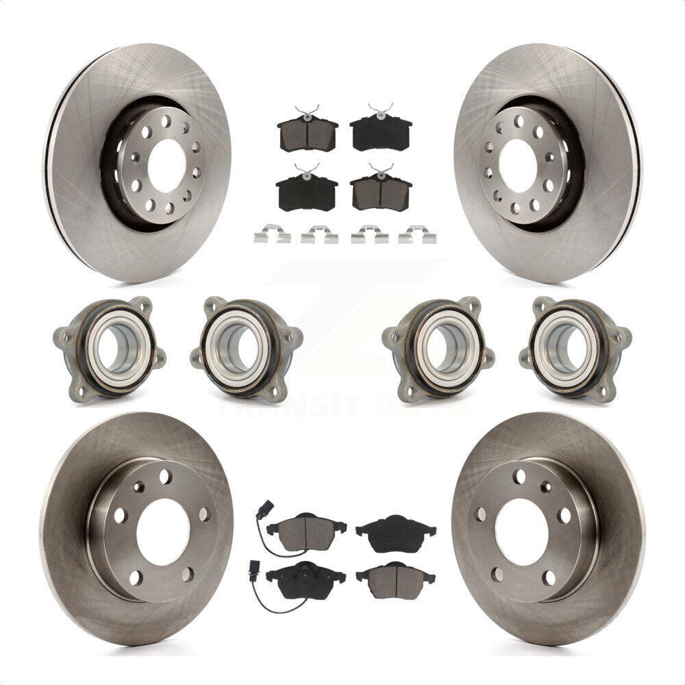 Front Rear Hub Bearings Assembly Disc Brake Rotors And Ceramic Pads Kit (10Pc) For 2002 Audi S4 KBB-119461 by Transit Auto