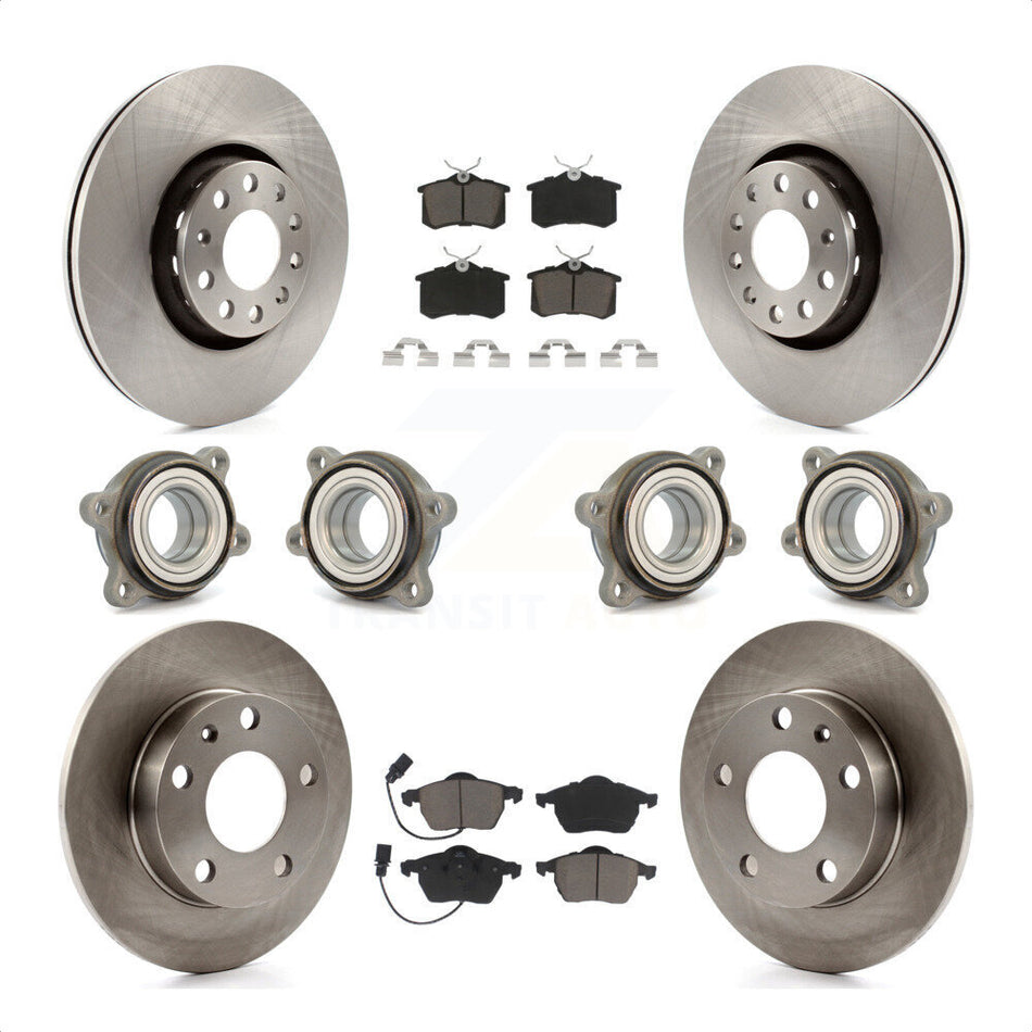 Front Rear Hub Bearings Assembly Disc Brake Rotors And Ceramic Pads Kit (10Pc) For 2002 Audi S4 KBB-119461 by Transit Auto