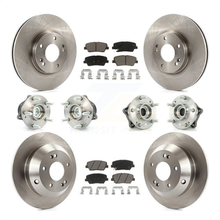 Front Rear Hub Bearings Assembly Disc Brake Rotors And Ceramic Pads Kit (10Pc) For Kia Sorento Hyundai Santa Fe With ABS Brakes FWD KBB-119462 by Transit Auto