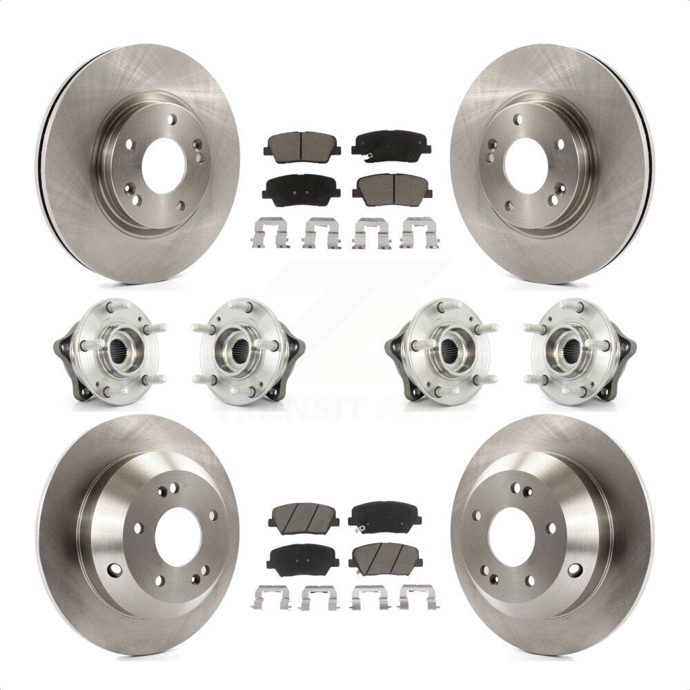 Front Rear Hub Bearings Assembly Disc Brake Rotors And Ceramic Pads Kit (10Pc) For Kia Sorento Hyundai Santa Fe With ABS Brakes AWD KBB-119463 by Transit Auto