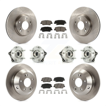 Front Rear Hub Bearings Assembly Disc Brake Rotors And Ceramic Pads Kit (10Pc) For Kia Sorento Hyundai Santa Fe With ABS Brakes AWD KBB-119463 by Transit Auto