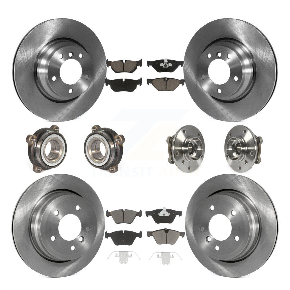 Front Rear Hub Bearings Assembly Disc Brake Rotors And Ceramic Pads Kit (10Pc) For 2012 BMW X1 xDrive28i with AWD With 300mm Diameter Rotor KBB-119476 by Transit Auto