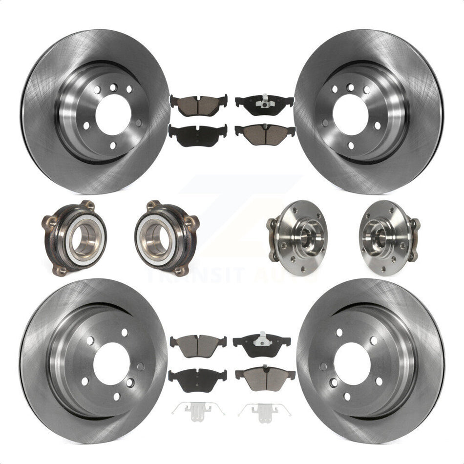 Front Rear Hub Bearings Assembly Disc Brake Rotors And Ceramic Pads Kit (10Pc) For 2012 BMW X1 xDrive28i with AWD With 300mm Diameter Rotor KBB-119476 by Transit Auto
