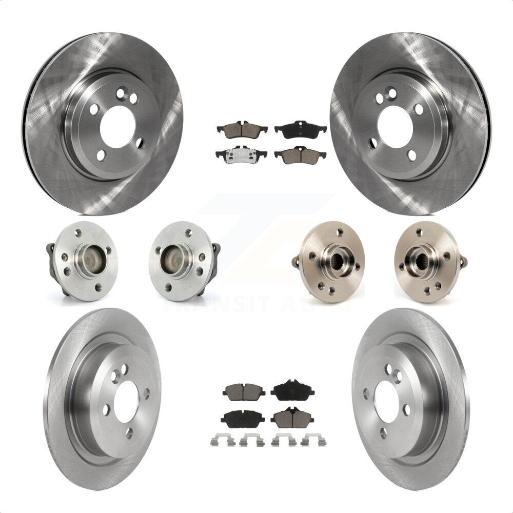 Front Rear Hub Bearings Assembly Disc Brake Rotors And Ceramic Pads Kit (10Pc) For 2007-2008 Mini Cooper Convertible With 280mm Diameter Rotor KBB-119479 by Transit Auto