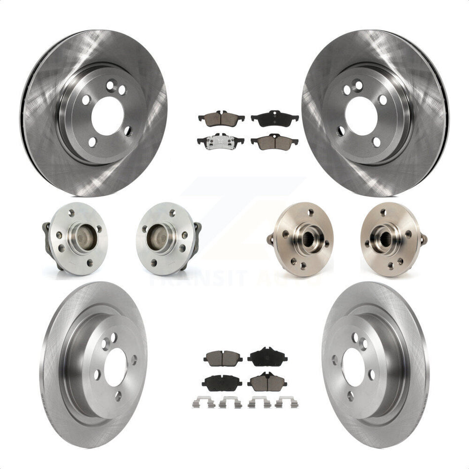 Front Rear Hub Bearings Assembly Disc Brake Rotors And Ceramic Pads Kit (10Pc) For 2007-2008 Mini Cooper Convertible With 280mm Diameter Rotor KBB-119479 by Transit Auto