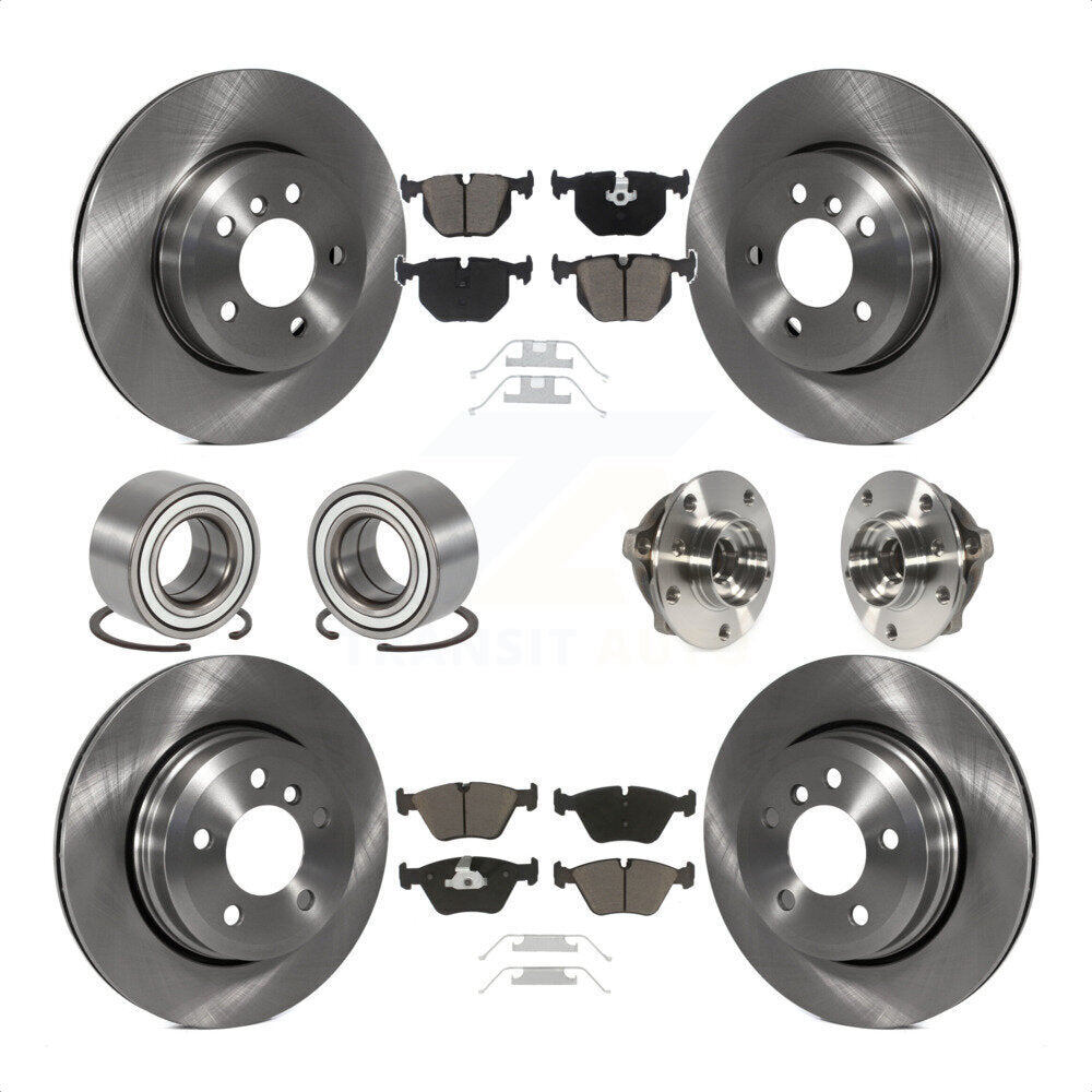 Front Rear Wheel Hub Bearings Assembly Disc Brake Rotors And Ceramic Pads Shoes Kit (10Pc) For 2010 BMW X3 KBB-119509 by Transit Auto
