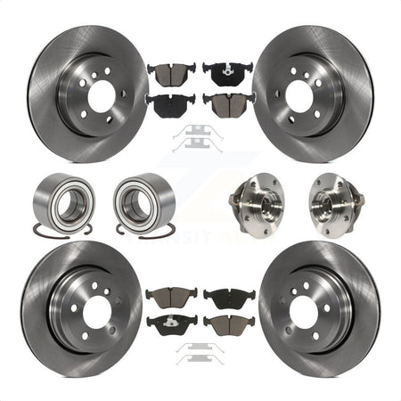 Front Rear Wheel Hub Bearings Assembly Disc Brake Rotors And Ceramic Pads Shoes Kit (10Pc) For 2010 BMW X3 KBB-119509 by Transit Auto