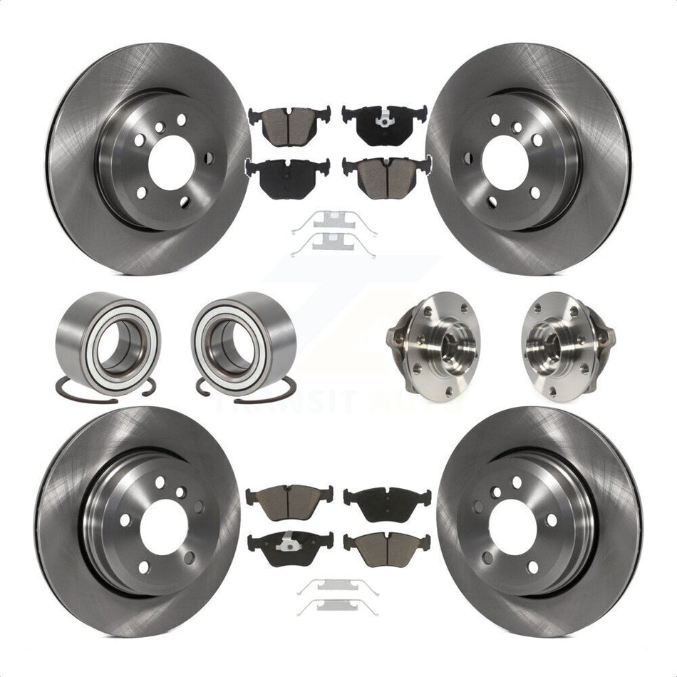 Front Rear Wheel Hub Bearings Assembly Disc Brake Rotors And Ceramic Pads Shoes Kit (10Pc) For 2010 BMW X3 KBB-119509 by Transit Auto