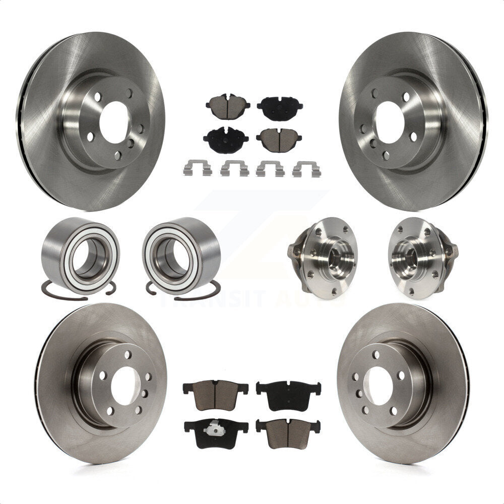 Front Rear Wheel Hub Bearings Assembly Disc Brake Rotors And Ceramic Pads Shoes Kit (10Pc) For BMW X3 KBB-119510 by Transit Auto