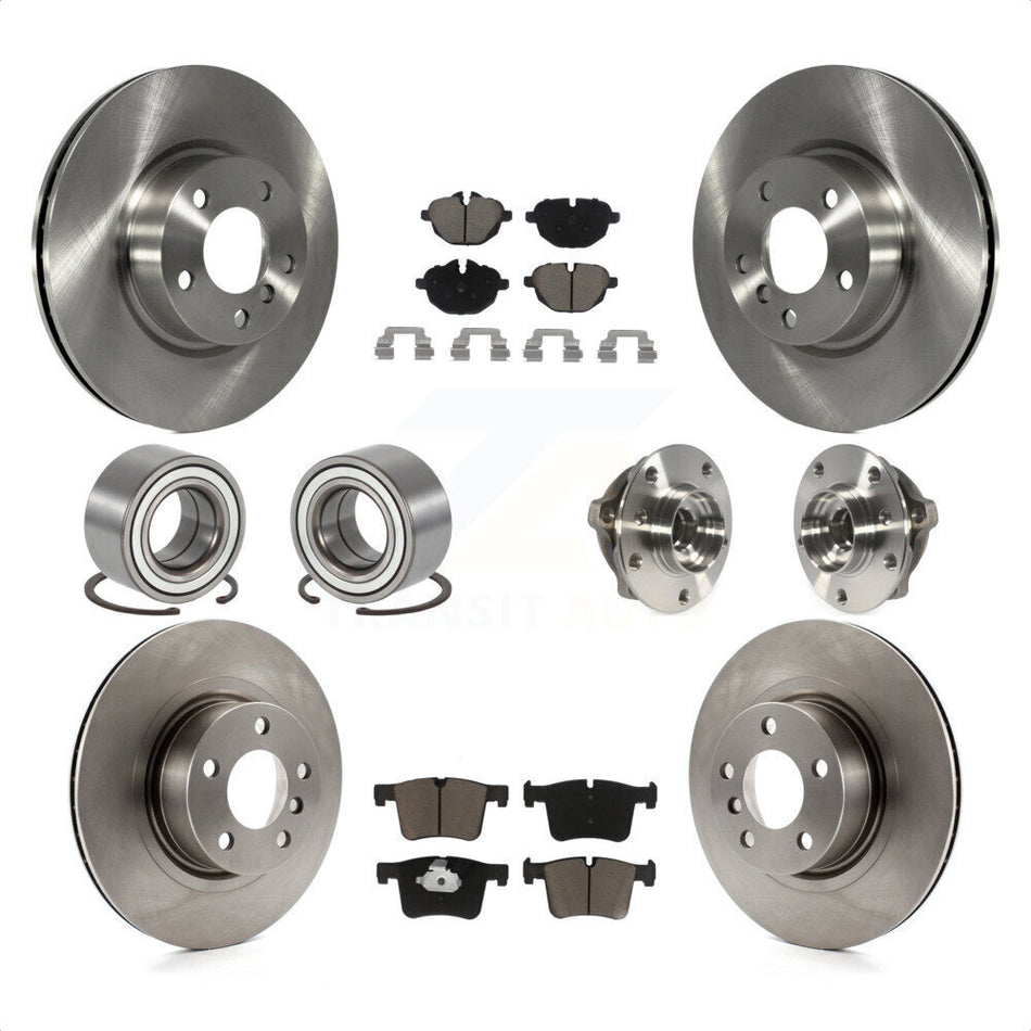 Front Rear Wheel Hub Bearings Assembly Disc Brake Rotors And Ceramic Pads Shoes Kit (10Pc) For BMW X3 KBB-119510 by Transit Auto