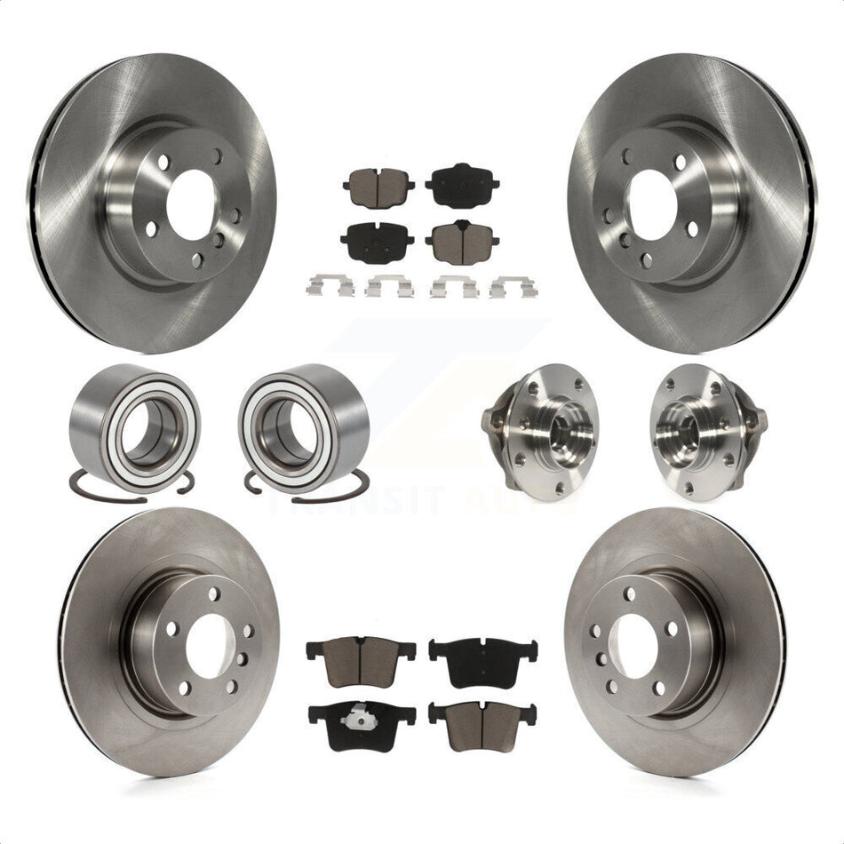 Front Rear Wheel Hub Bearings Assembly Disc Brake Rotors And Ceramic Pads Shoes Kit (10Pc) For 2012 BMW X3 From 10 11 KBB-119511 by Transit Auto