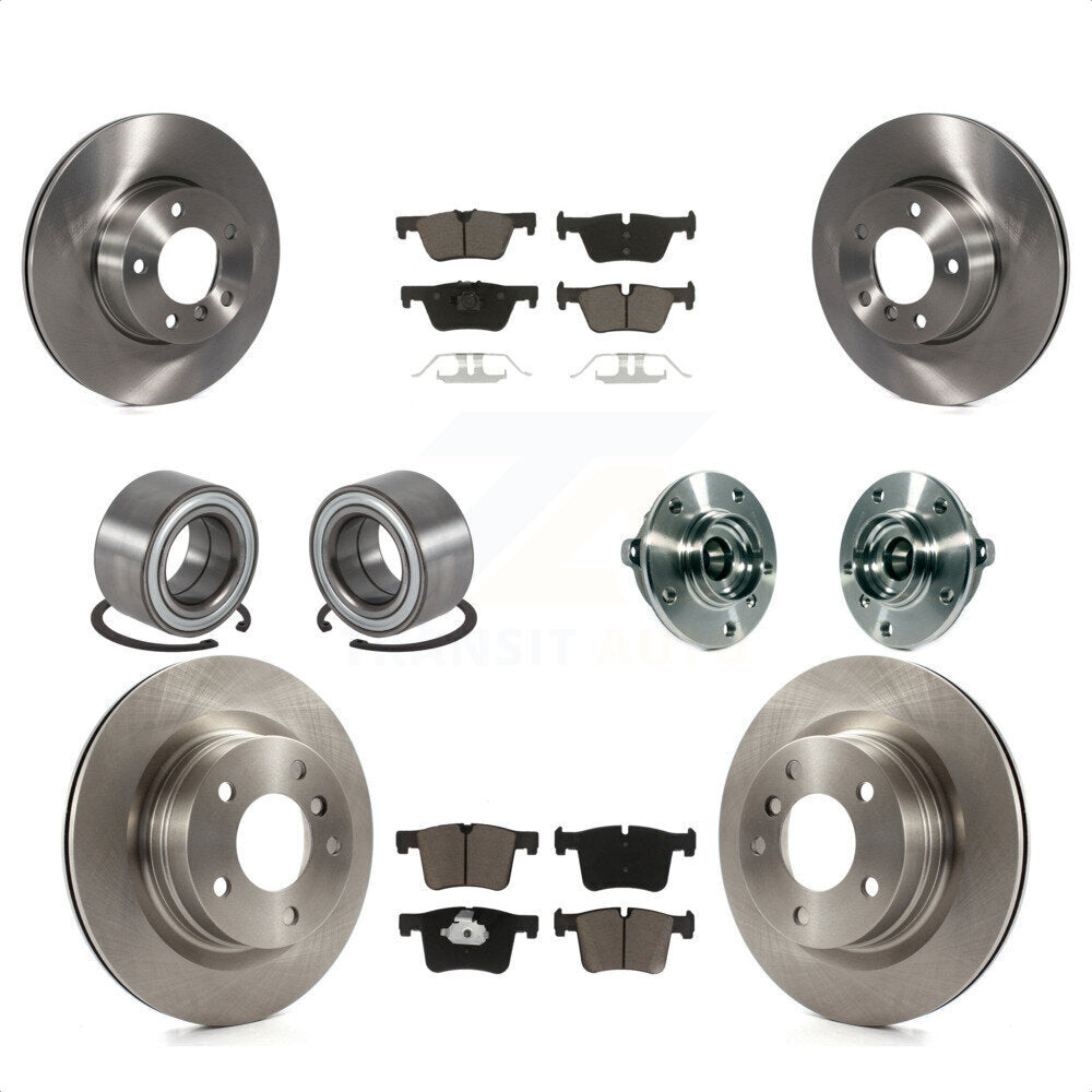 Front Rear Wheel Hub Bearings Assembly Disc Brake Rotors And Ceramic Pads Shoes Kit (10Pc) For 2015-2016 BMW 228i xDrive Without Blue Painted Calipers M Sport Package KBB-119519 by Transit Auto