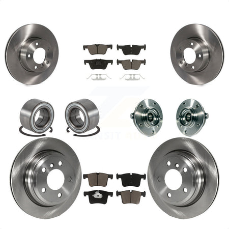Front Rear Wheel Hub Bearings Assembly Disc Brake Rotors And Ceramic Pads Shoes Kit (10Pc) For BMW 328i xDrive 320i 428i Gran Coupe 328d GT KBB-119521 by Transit Auto