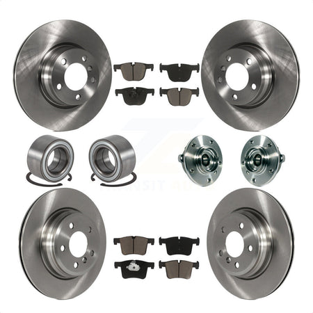 Front Rear Hub Bearing Assembly Disc Brake Rotors And Ceramic Pads Shoe Kit (10Pc) For 2015-2016 BMW 428i xDrive Gran Coupe Without Blue Painted Calipers With M Sport Package KBB-119523 by Transit Auto