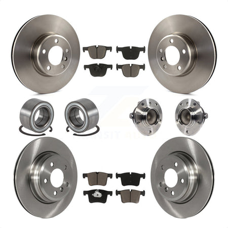 Front Rear Wheel Hub Bearings Assembly Disc Brake Rotors And Ceramic Pads Shoes Kit (10Pc) For BMW 435i 335i Gran Coupe Without Blue Painted Calipers KBB-119530 by Transit Auto