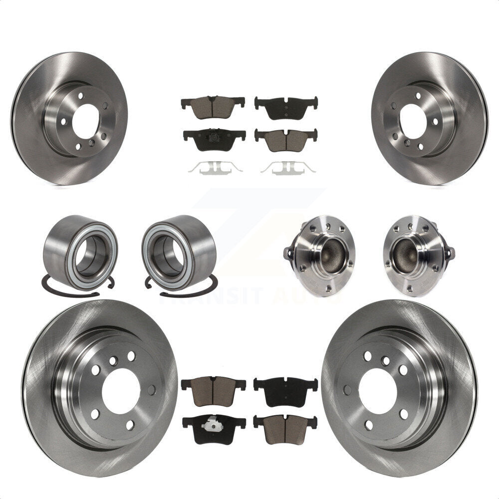 Front Rear Wheel Hub Bearings Assembly Disc Brake Rotors And Ceramic Pads Shoes Kit (10Pc) For BMW 428i Gran Coupe Without Blue Painted Calipers M Sport Package KBB-119533 by Transit Auto