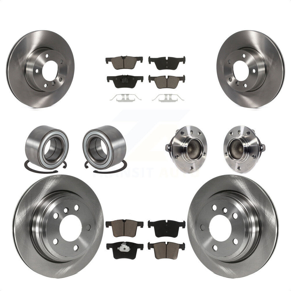Front Rear Wheel Hub Bearings Assembly Disc Brake Rotors And Ceramic Pads Shoes Kit (10Pc) For BMW 428i Gran Coupe Without Blue Painted Calipers M Sport Package KBB-119533 by Transit Auto