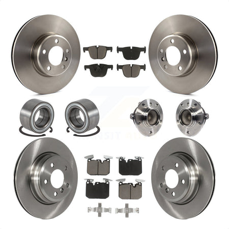 Front Rear Wheel Hub Bearings Assembly Disc Brake Rotors And Ceramic Pads Shoes Kit (10Pc) For BMW 340i 435i Gran Coupe ActiveHybrid 3 KBB-119534 by Transit Auto