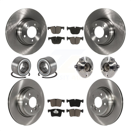 Front Rear Wheel Hub Bearings Assembly Disc Brake Rotors And Ceramic Pads Shoes Kit (10Pc) For BMW 428i Gran Coupe Without Blue Painted Calipers With M Sport Package KBB-119535 by Transit Auto