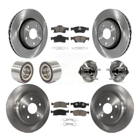 Front Rear Wheel Hub Bearings Assembly Disc Brake Rotors And Ceramic Pads Shoes Kit (10Pc) For Dodge Durango KBB-119708 by Transit Auto