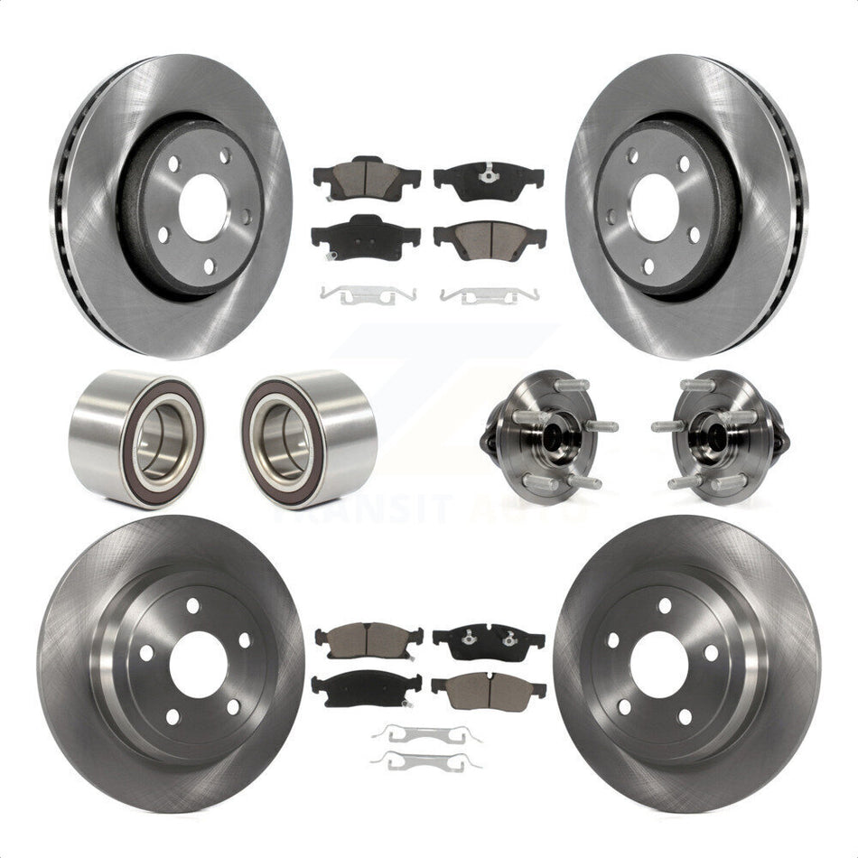 Front Rear Wheel Hub Bearings Assembly Disc Brake Rotors And Ceramic Pads Shoes Kit (10Pc) For Dodge Durango KBB-119708 by Transit Auto