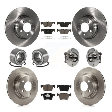 Front Rear Wheel Hub Bearing Assembly Disc Brake Rotors And Ceramic Pads Shoes Kit (10Pc) For 2012 BMW 328i Sedan with 2.0L Without Blue Painted Calipers With M Sport Package KBB-119720 by Transit Auto