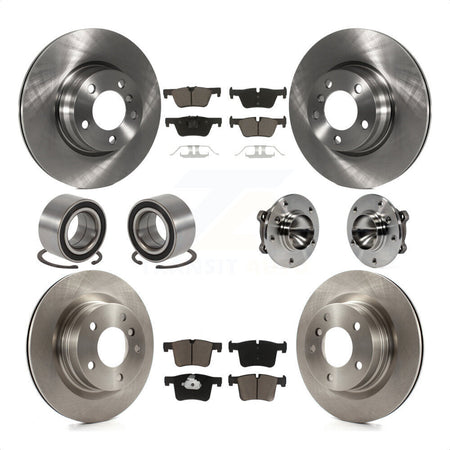 Front Rear Wheel Hub Bearing Assembly Disc Brake Rotors And Ceramic Pads Shoes Kit (10Pc) For 2012 BMW 328i Coupe with 2.0L Without Blue Painted Calipers With M Sport Package KBB-119722 by Transit Auto