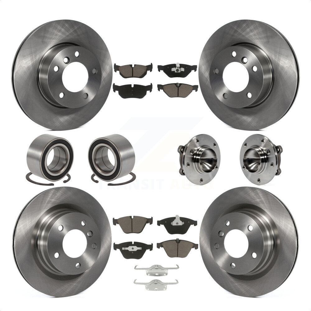 Front Rear Wheel Hub Bearings Assembly Disc Brake Rotors And Ceramic Pads Shoes Kit (10Pc) For 2007 BMW 323i With 312mm Diameter Rotor KBB-119725 by Transit Auto