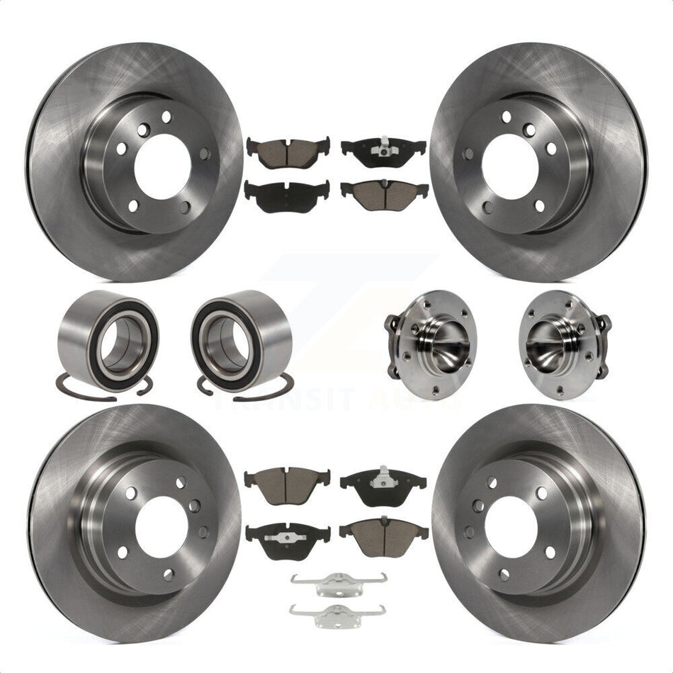 Front Rear Wheel Hub Bearings Assembly Disc Brake Rotors And Ceramic Pads Shoes Kit (10Pc) For 2007 BMW 323i With 312mm Diameter Rotor KBB-119725 by Transit Auto