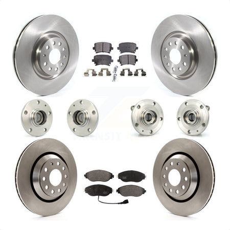 Front Rear Hub Bearings Assembly Disc Brake Rotors And Semi-Metallic Pads Kit (10Pc) For 2016 Volkswagen CC AWD KBB-119743 by Transit Auto